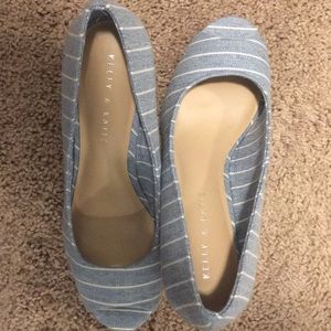 Never worn Kelly and Kate blue and white wedges